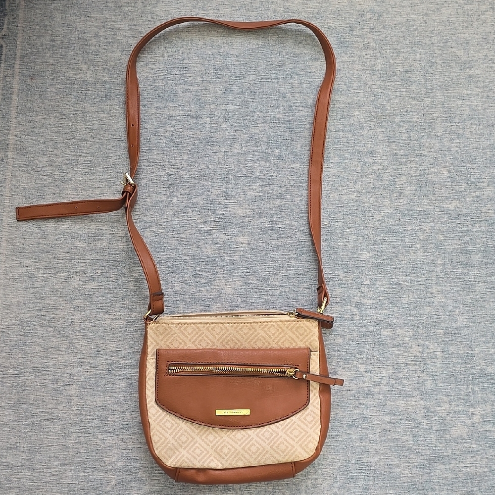 Brown and Cream Crossbody Bag